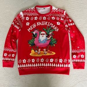 Christmas sweater with Hawaiian Santa mele kalikimaka